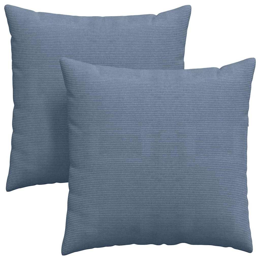 Fengshui Cuscino per divano, 2 pezzi, blu, 80 x 80 cm, tessuto a coste | Imbottitura in poliestere morbido, sfoderabile con cerniera, facile da pulire, per soggiorno e camera da letto
