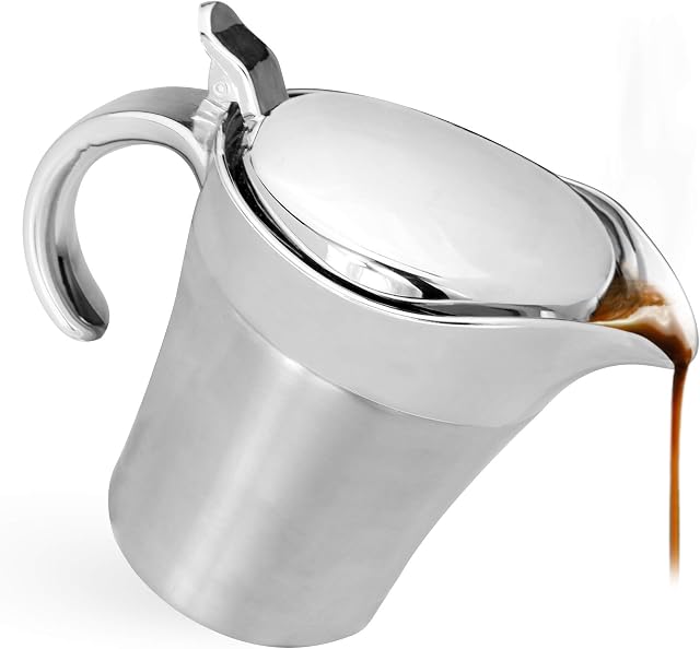 Stainless Steel Gravy Boat - 500ml | Insulated Jug | Custard & Cream Server | Sauce Jug | Thermal Gravy Jugs | Milk Jug With Lid | M&W