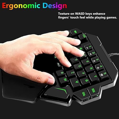 Miniatura 5 de Teclado mecánico RGB para juegos de una sola mano, teclado profesional con retroiluminación colorida para juegos, soporte para reposamuñecas,