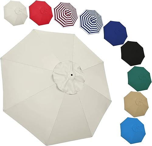 Toldo de repuesto para sombrilla de patio de 6.6 pies, 9 pies10 pies, 6 varillas 8 varillas de repuesto para sombrilla de mesa de mercado de jardín