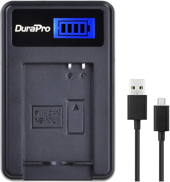 DuraPro Rapid LCD USB Charger Replacement for Canon NB-10L; PowerShot G15, G16, G1X, G3X, SX40 HS, SX40HS, SX50 HS, SX60 HS Digital Cameras