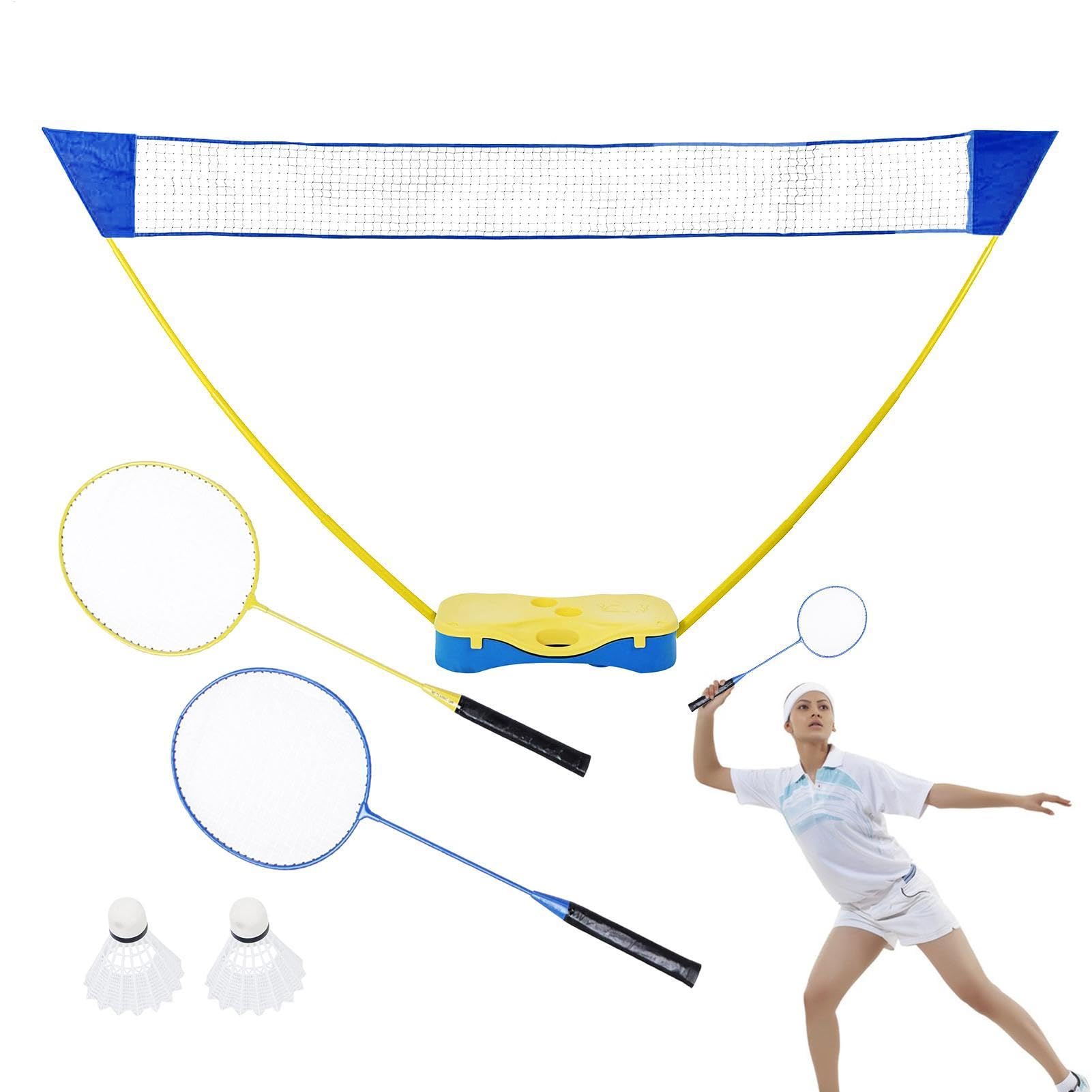 Set completo di badminton - Set da badminton portatile con rete per adulti | Set da badminton da esterno per spiaggia | Giardino, palestra, piazza, cortile