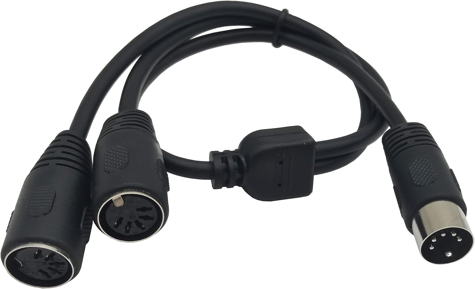 MIDI Sync Breakout Cable, DIN 5-Pin Plug 1 Male to 2 Dula Female Splitter Y MIDI Cable,5 Pin Jack Adapter Y Lead (50cm/1.6ft)