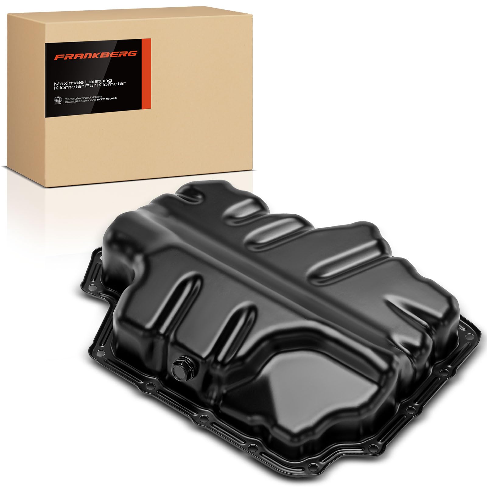 Frankberg Coppa dell'olio coppa dell'olio motore con tappo di scarico | 04E103600A; Compatibile con: Beetle 5C1 5C2,Maggiolino Cabriolet 5C7 5C8