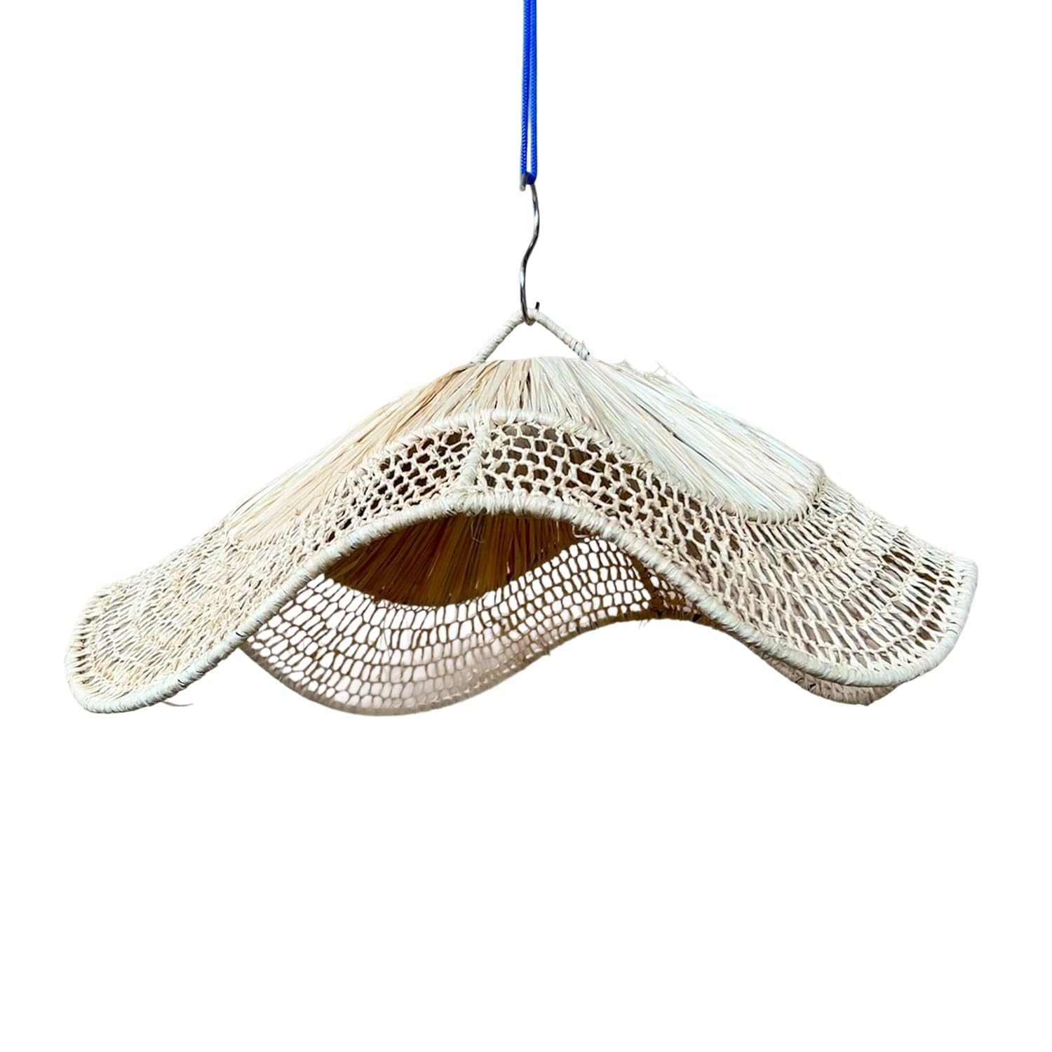 Paralume a Sospensione in Corda,Lampadario Artigianale In Fibra Naturale,Vimini,Rattan,Paglia,Stile Etnico Marocchino,Rustico Mediterraneo,Boho Chic,Indonesiano,Interni ed Esterni Ø40x25cm 2805261412