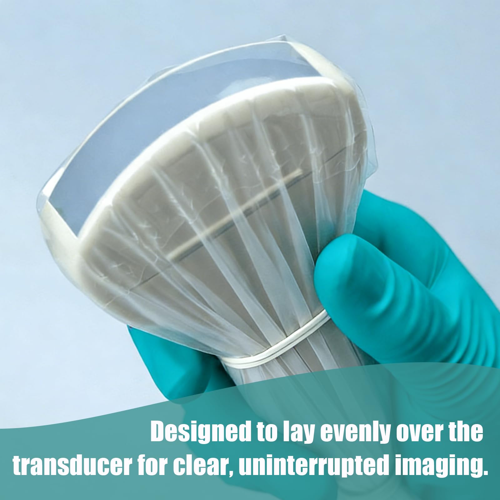 Cubierta de sonda de ultrasonido con adhesivo, estéril y desechable transparente sin látex, embalaje individual (5 x 48 pulgadas)
