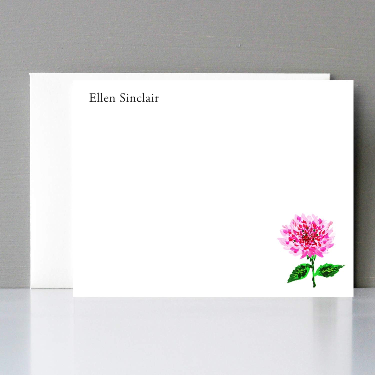 Personalized PINK FLOWER Cards Flat Notes/Stationery - Sets of 12 or 20 (20)
