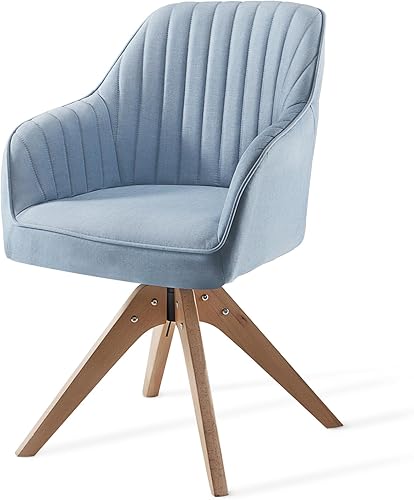 Miniatura 1 de Haddockway Silla decorativa, silla giratoria, sillón tapizado con patas de madera, silla de ocio para leer, beber, silla auxiliar para vestidor,