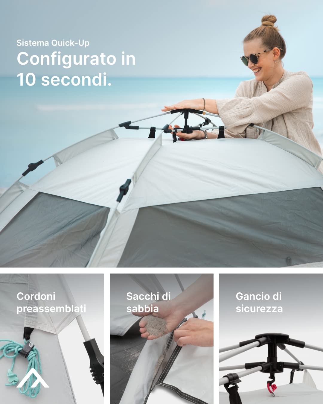 qeedo Quick Palm Tenda da Spiaggia Montaggio rapido (Sistema Quick-Up), UV-Protezione (UV80)
