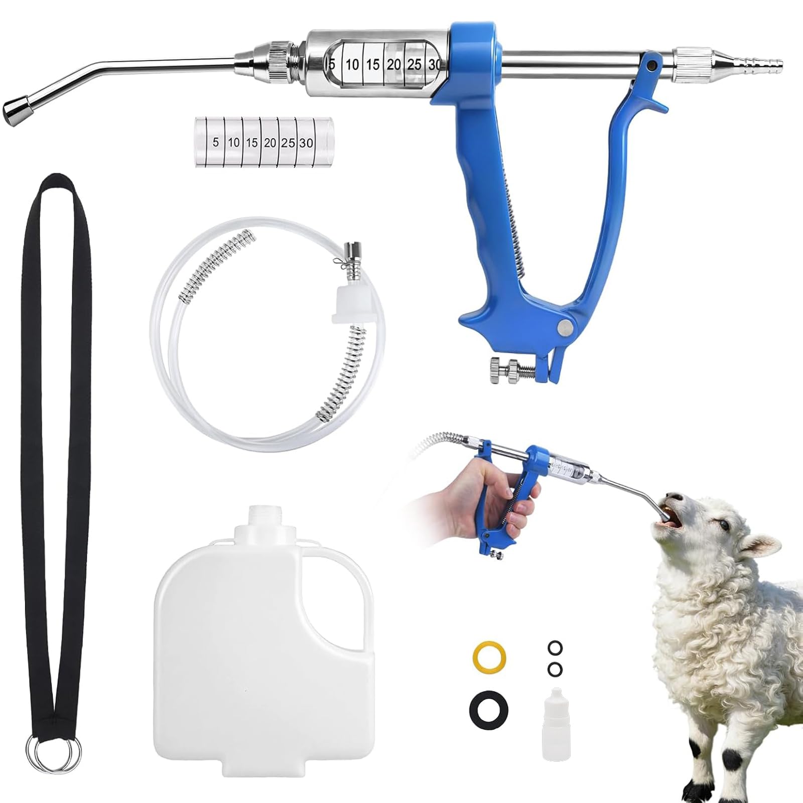 30 ML Veterinarie Dispenser Regolabile In Metallo, Distributore di medicinali veterinari, per suini, Mucche, Pecore, Cavalli