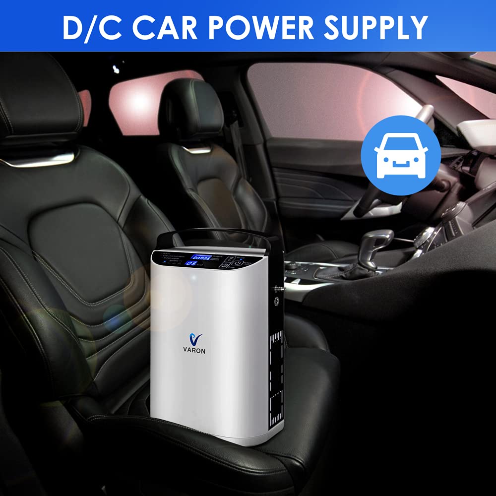 93%±3% Concentrador de Oxígeno Portatil - Flujo de oxígeno Ajustable (1-5 marchas) - Generador de Pulso de Oxígeno para Uso en el Hogar y Viajes en Automóvil（2.95kg）