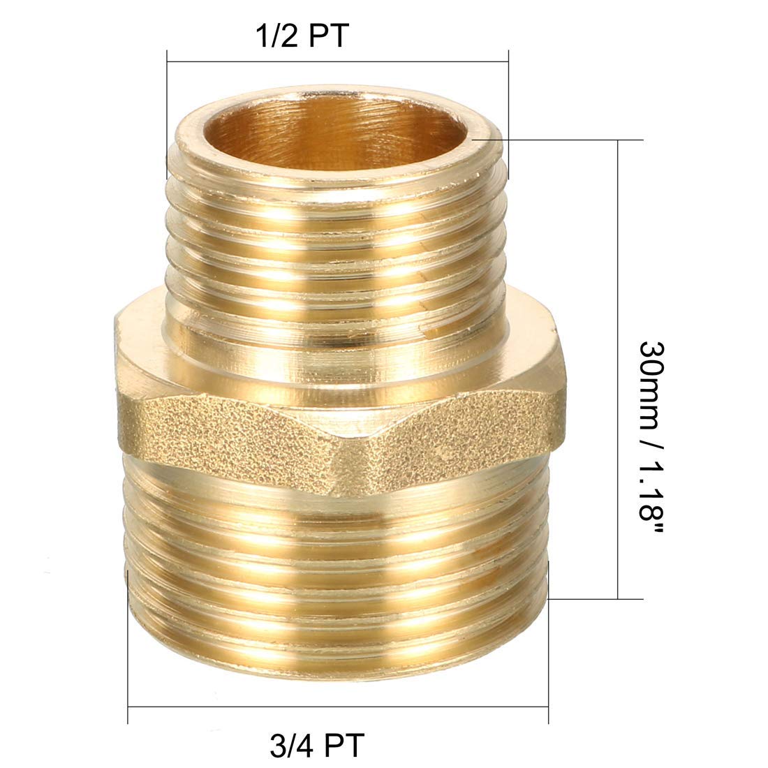 304 Inox Acciaio Esagonale Riduttore Tubo Raccordo 1/4 x 1/8 BSPT