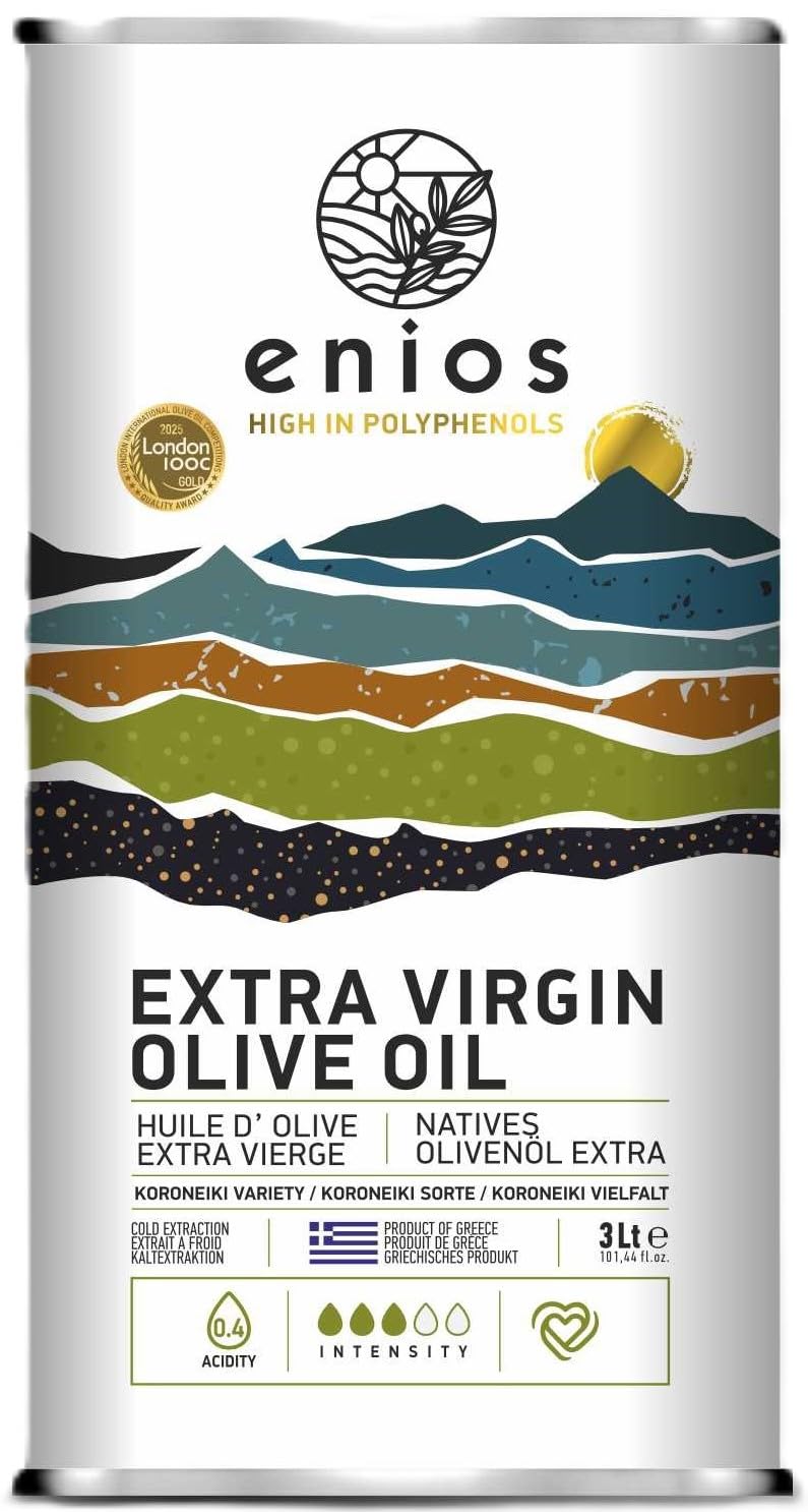 Premium Greek (Kalamata) Extra Virgin Olive Oil 3L. Harvest 2025. First Cold Pressed, Low Acidity 0.27%, Rich in Polyphenols. Best Before: Jan-2027 or May-2027