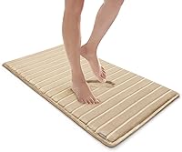 Vista 9 de MICRODRY Tapete de baño de espuma viscoelástica extra grueso, moderno, con infusión de carbón, base antideslizante GripTex, absorbente, de fácil Azul