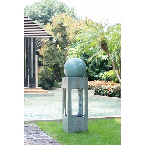Petfu 44 Inch Outdoor Water Fountain, Outdoor Floor Water Fountain, Modern Design Concrete Water Feature, Concrete Contemporary Design Water Feature For Garden And Lawn #TOP2