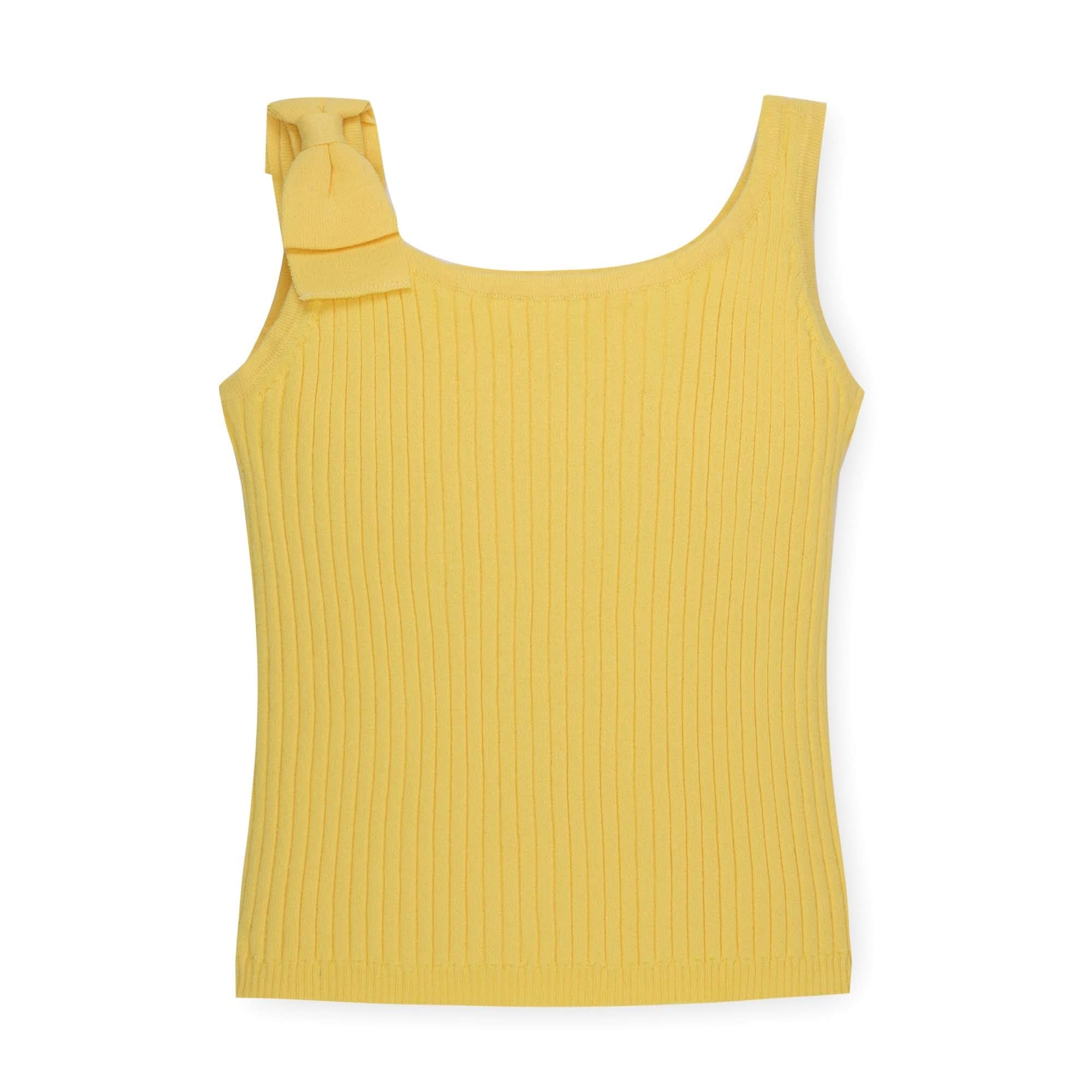 Hope &amp; Henry Girls' Pointelle Sweater Tank with Bow Shoulders
