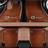 LRKKJQ Car Doormat Replacement for Volvo XC-70 All-Weather Car Mat All-Inclusive Style Car Mat Front and Rear Floor Mat,5 Double Layer Brown