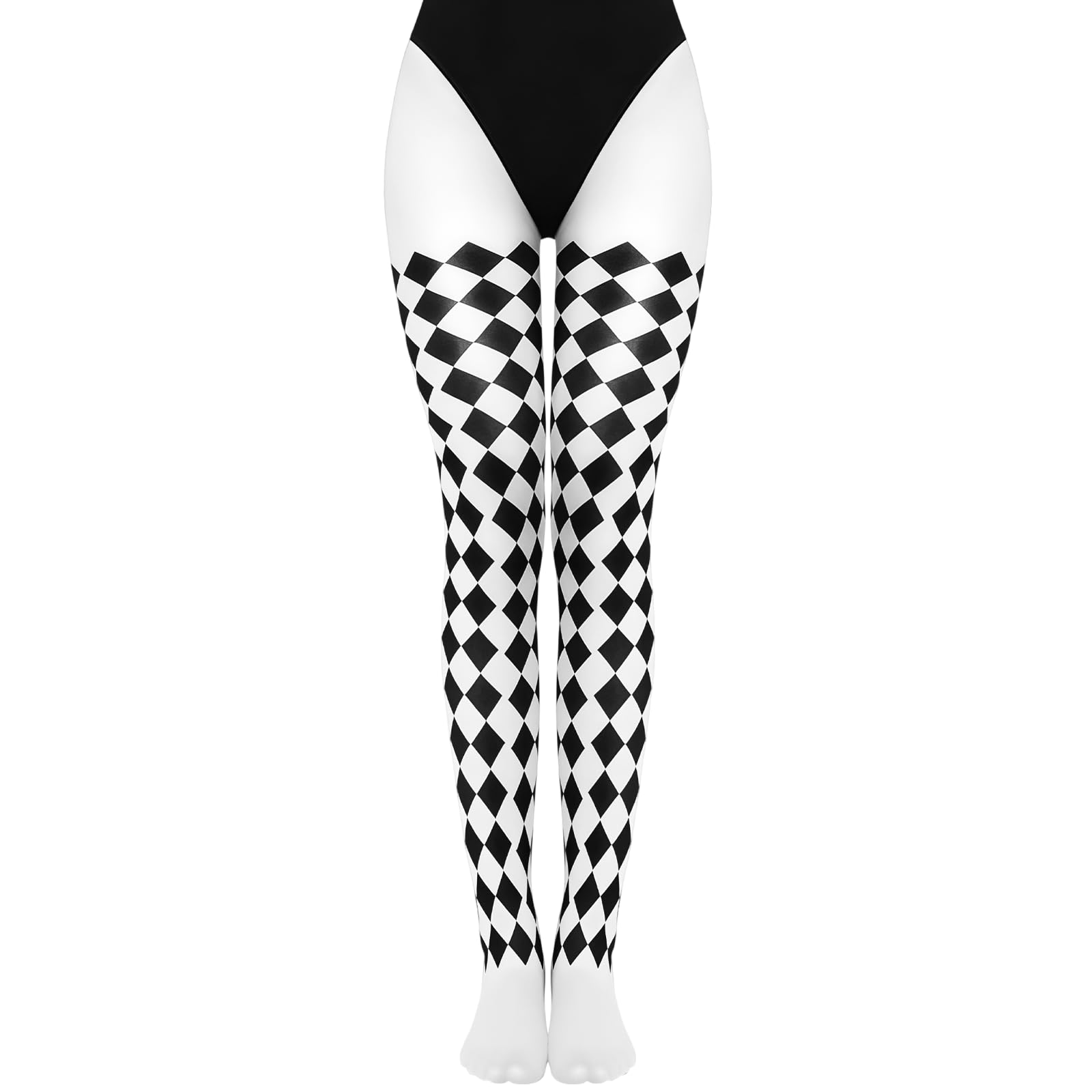 YIERM Clown Tights Harlequin Checkered Stockings Circus Costume Legwear for Women Halloween Legwear Fancy Dress Up Costume Party Games