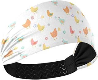 Burbuja Colorful Chickens Headband for Women Men, Non Slip Stretchy Headband Moisture Wicking Fashion Sweatband for Workout Yoga Sports Helmet Friendly