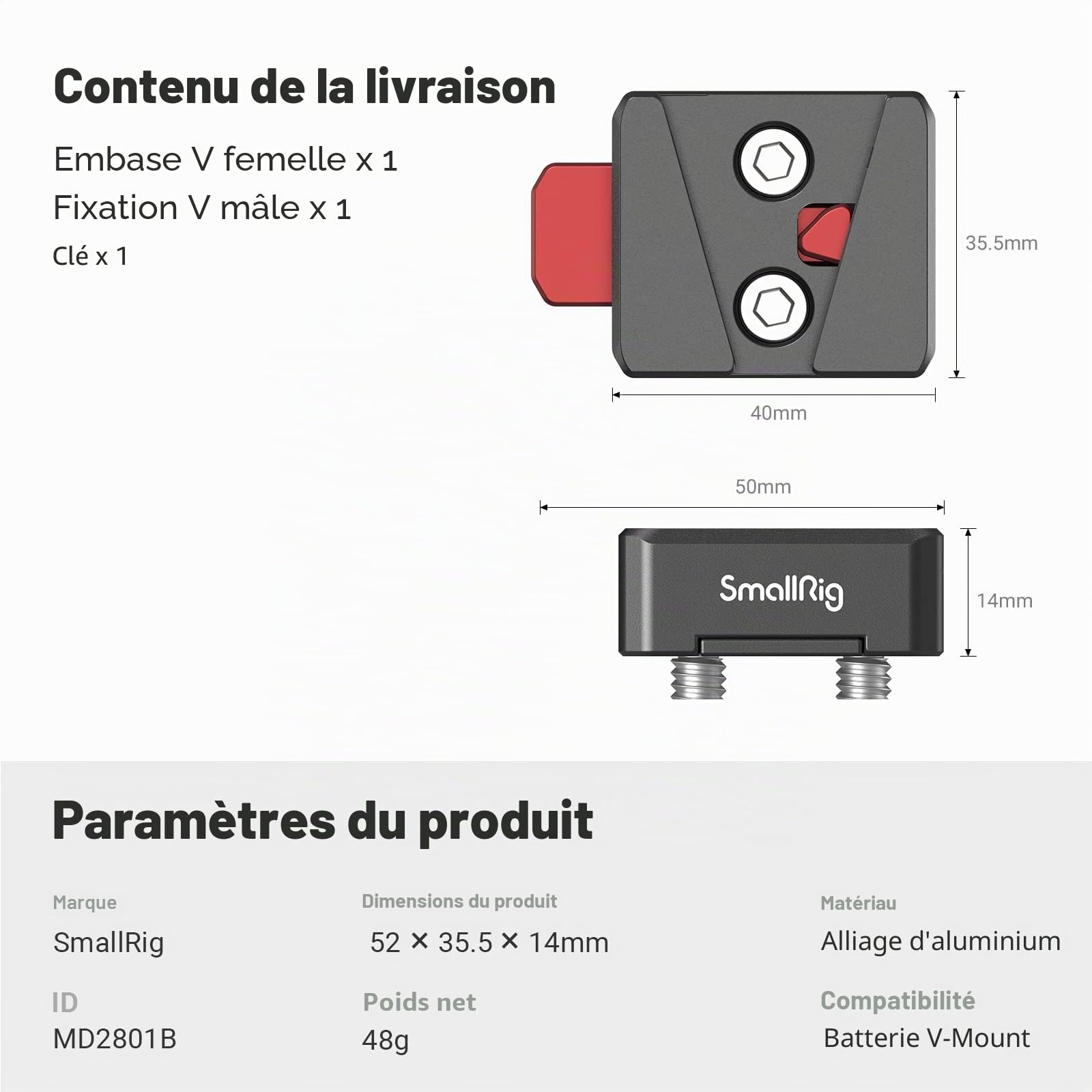SMALLRIG Mini V-Lock Kit de Montage - MD2801B