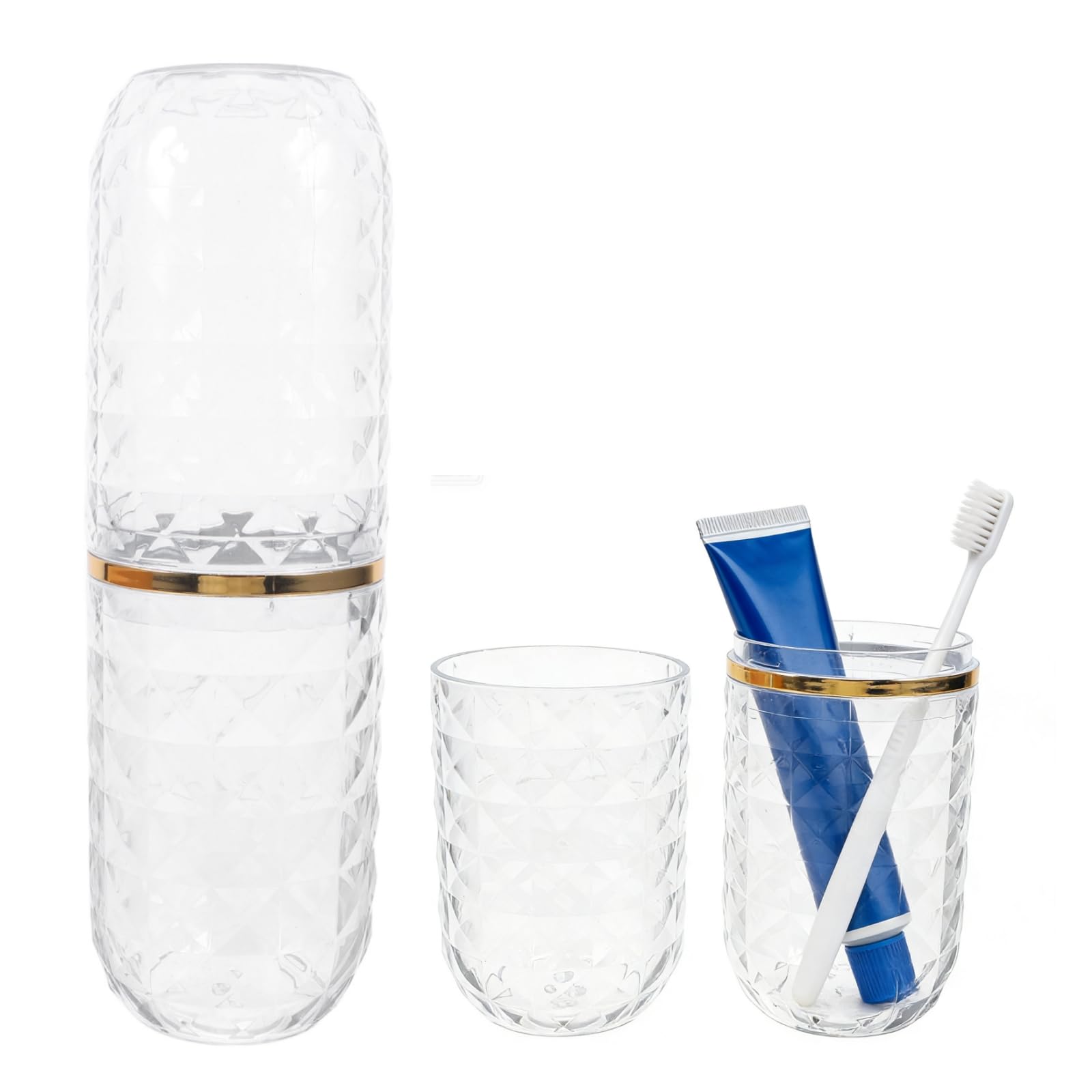 Didiseaon Travel Toothbrush Case: Transparent Toothbrush Holder with Toothpaste Storage & Mouthwash Cup — Portable Large Capacity Container for