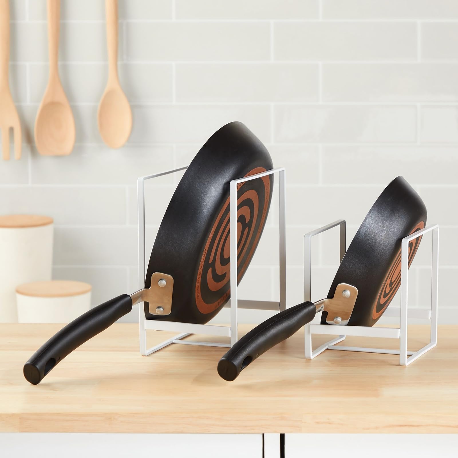Organizador de armario de cocina para platos, ollas y sartenes (2 tamaños, 3 unidades)