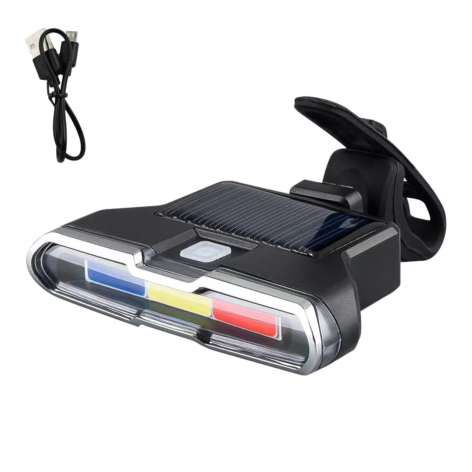 Bicycle Rear and Tail Light,Portable Solar LED Flashing WarningLight,IPX7 Waterproofs Bicycles Taillight Rechargeable Solar Bike Rear Light Mountain Bike Cycling Warning Lamp (Black)