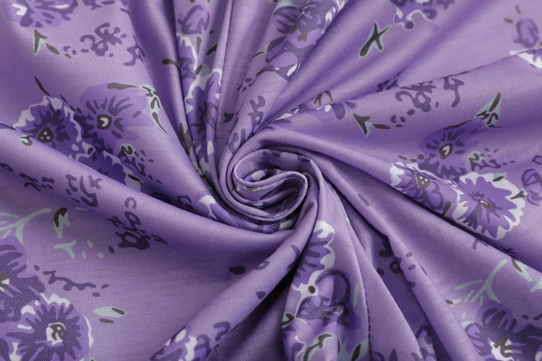 MyFav Pyjama à Manches Courtes pour Femme Imprimé Vin Confort Pyjamas 2 Pièces Pantalon Mi-Long Vêtements de Nuit