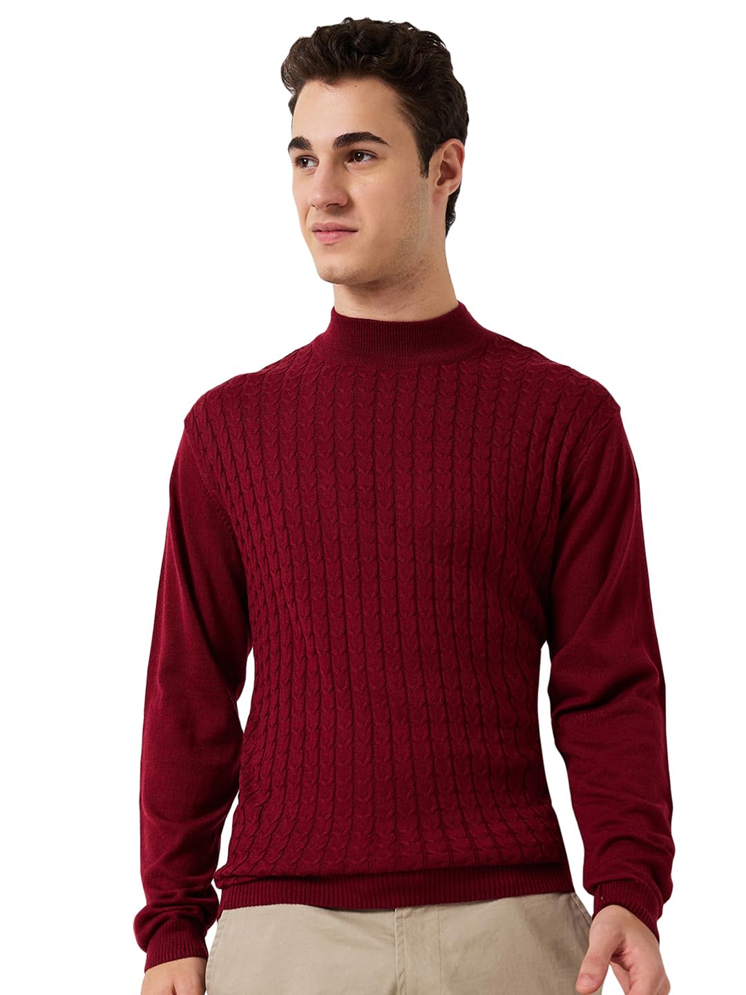 park avenue Men Full Sleeve Regular Fit Structure Pattern Acrylic Wool Blend Round Neck Round Neck Casual Sweater-picture-52