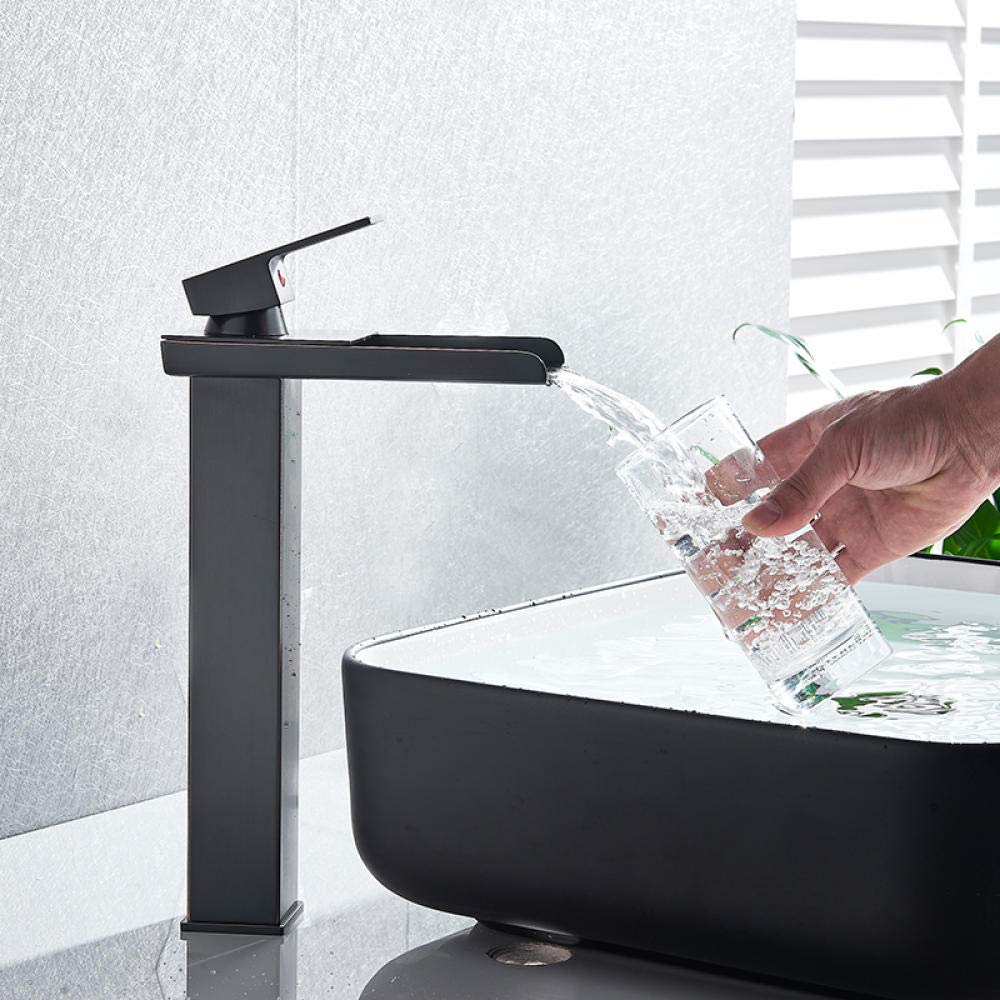 Nian Rubinetto del bacino Nichel spazzolato Rubinetto del bacino del bagno Rubinetto a cascata Rubinetto per lavabo caldo e freddo Rubinetto per doccia Nave libera