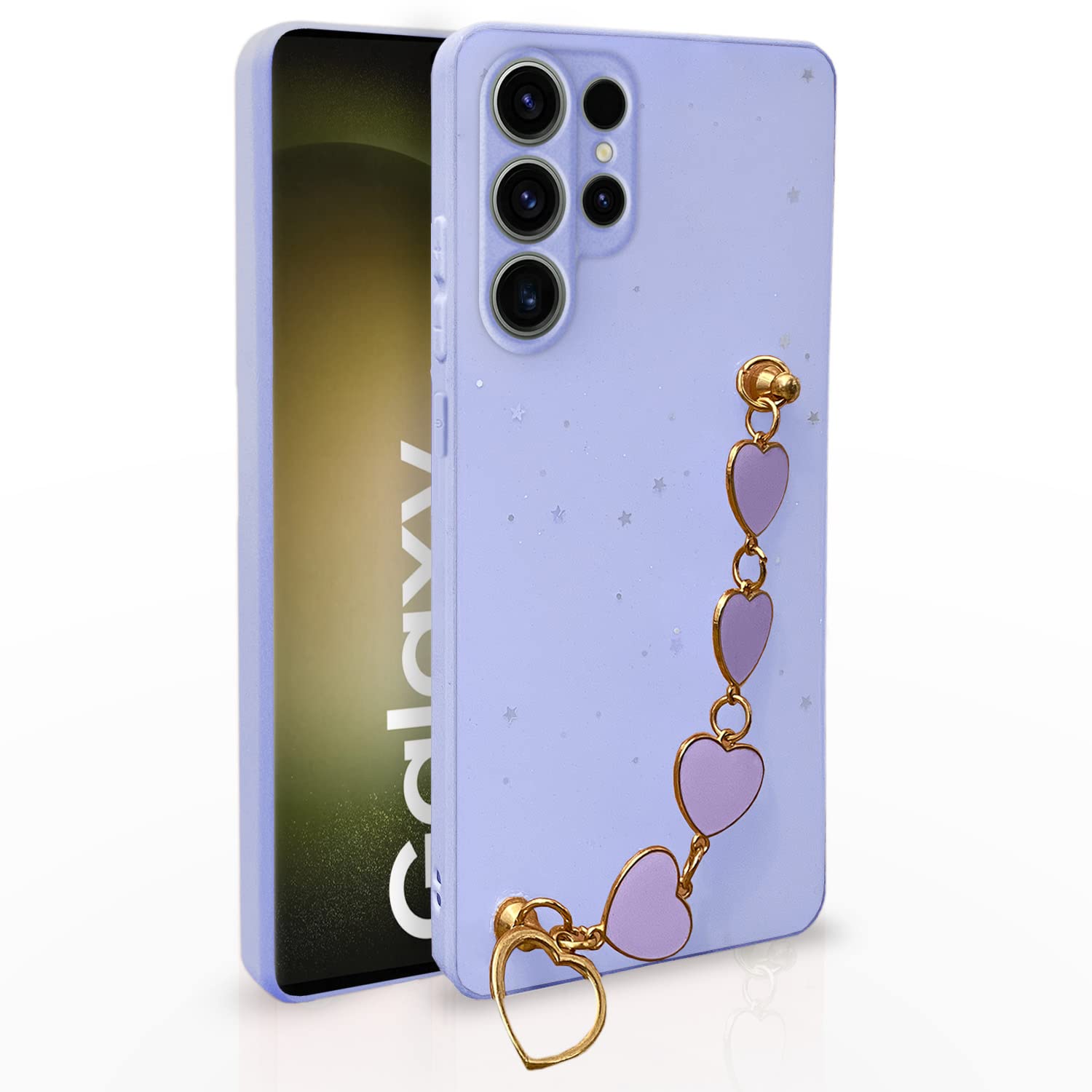 Pikkme Samsung Galaxy S23 Ultra 5G Back Cover for Girls | Heart Shaped Metal Chain Blocks | Sparkling Soft TPU | Case for Samsung Galaxy S23 Ultra 5G (Purple) (B0C2VLH69J) Amazon Price History, Amazon Price Tracker