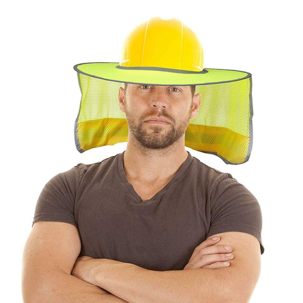 Sonnenschutz für Schutzhelm Hochsichtbarer, reflektierender Sonnenschutz-Nackenschutz mit Vollkrempe-GELB