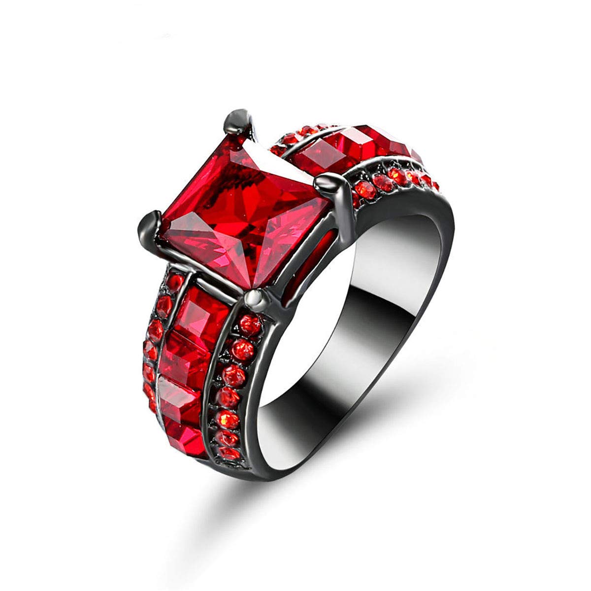 RUVEE Love is in The Air Red Crystal Crystals Black Titanium Plated Alloy Ring for Women & Girls (B082G55CRP) Amazon Price History, Amazon Price Tracker
