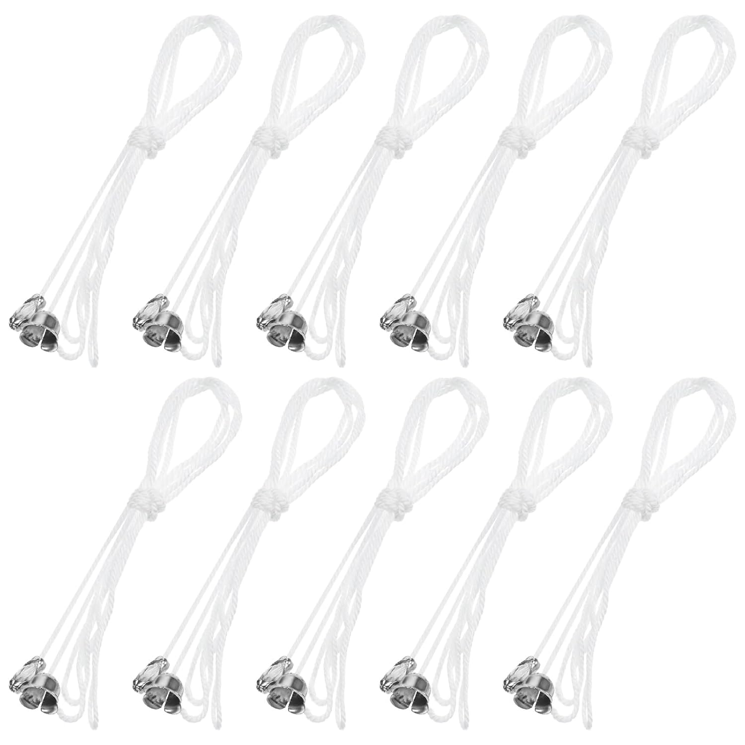 Thinp 10 Pcs Cotton Light Pull Chain, Ceiling Fan Pulls Chain Extender Switch Lights Pull Cord String with Connector-Fan Cord Extension Chains for Ceiling Fan Lights Fixture Light (White)