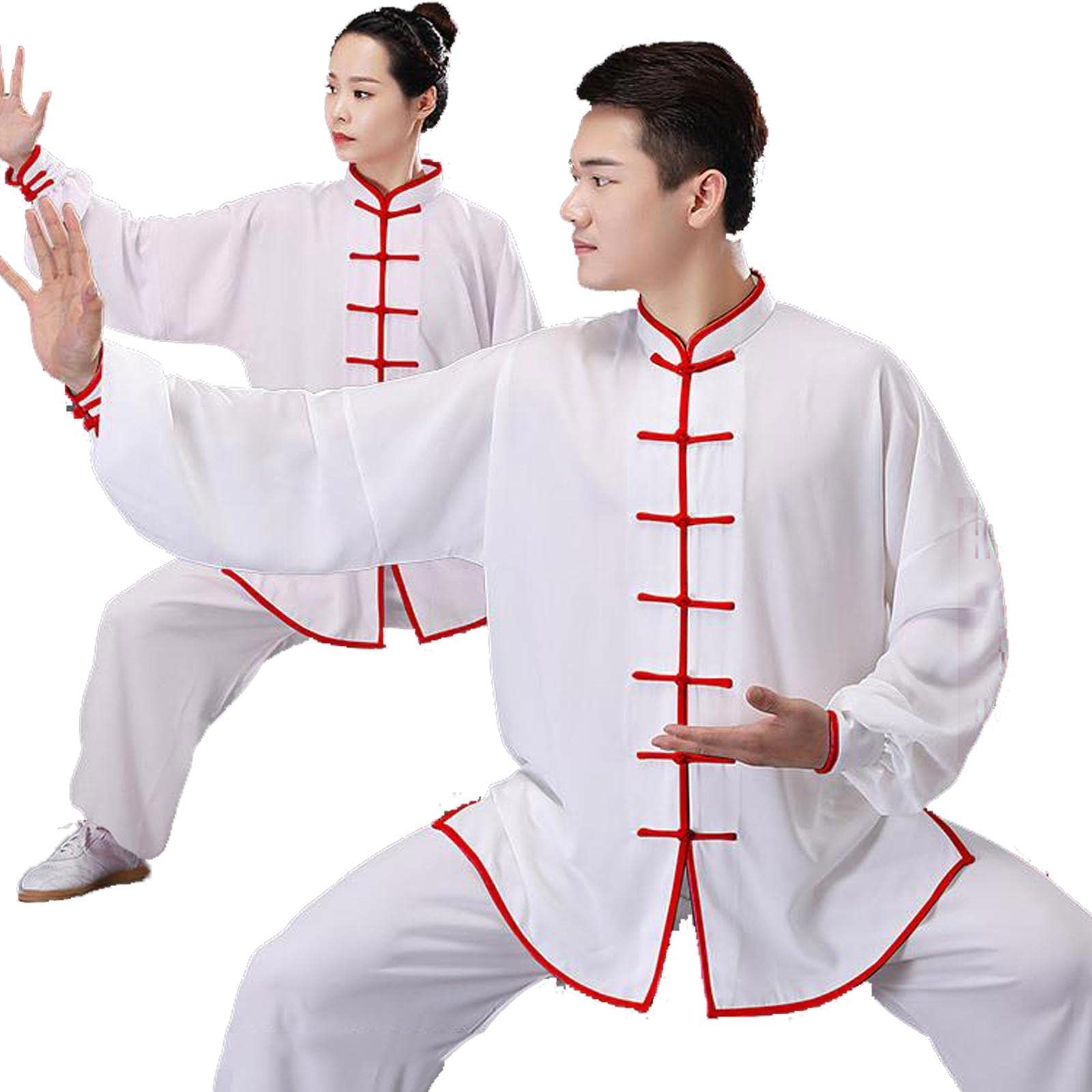 Cinese Kung Fu Vestiti Tai Chi Wing Chun Abbigliamento Arti Marziali Uniformi Taekwondo Formazione Panni Per Uomini Donne, Bianco 4-XS