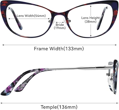 Miniatura 4 de FYTOO Maxine FT1204 - Lentes de lectura de ojo de gato para mujer, bloqueo de luz azul con bisagra de resorte