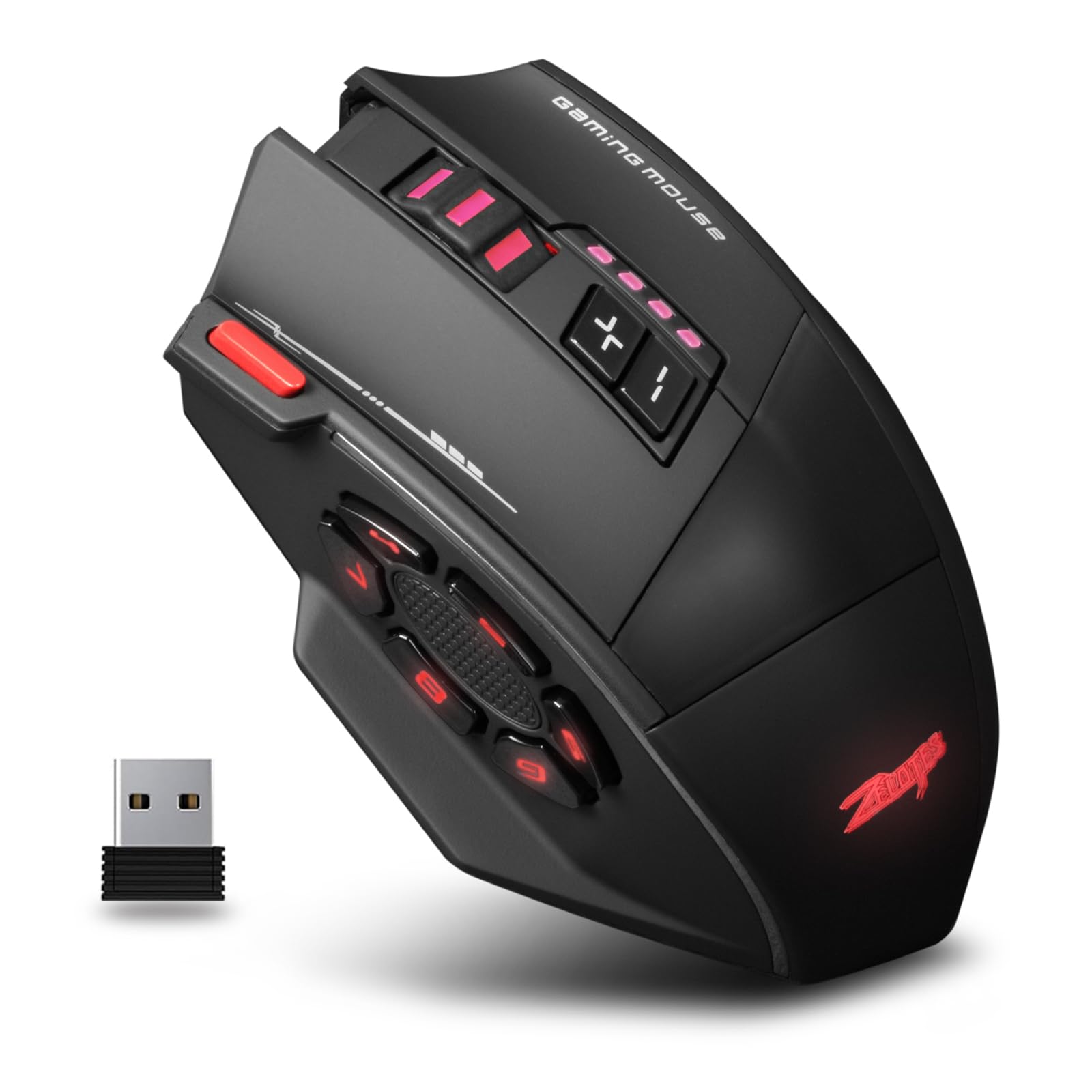 Souris de jeu sans fil, RVB double mode, Bluetooth, jusqu'à 24 000 ppp, 13 boutons macro programmables, souris optique 50 heures pour PC, ordinateur portable, MOBA FPS, PMW-3311, prise en main