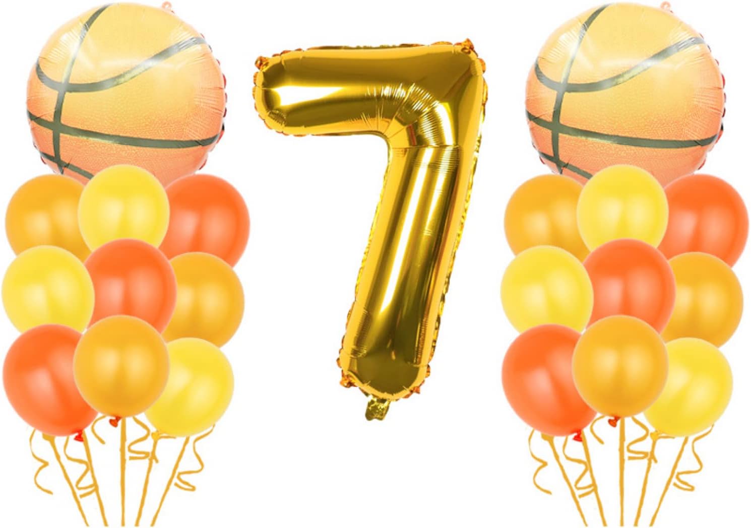 Shikuer Basketball Luftballon Set, Geburtstagsdeko Jungen 7 Jahr, Gold Riesen Folienballon Zahlen 7, Basketball Thema 7 Jahr Party Deko Luftballon, 7. Geburtstag Party Dekoration für Kinder Jungen