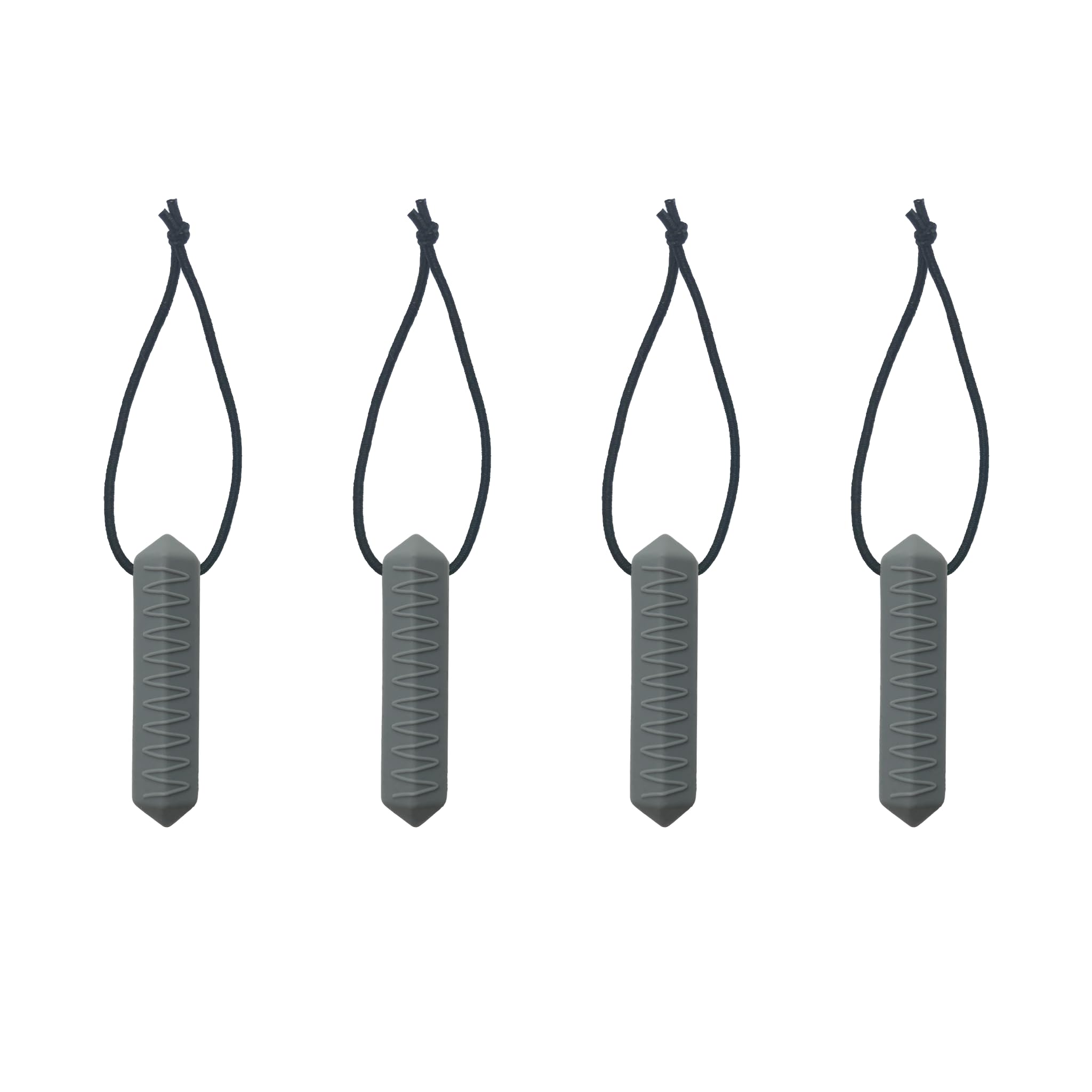 Zip Sensory Chew - Grey - Zip Chew Toggles 4/8 Piece Multi Pack - for Kids with Autism, Anxiety & ADHD - 100% Food Grade Silicone - Sensory Oojamabobs (4 Pack)