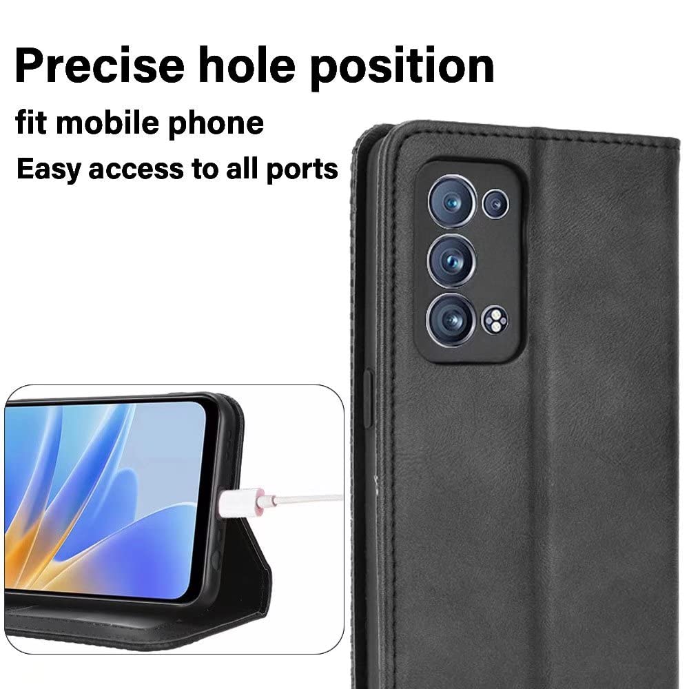 EASSGU Custodia per OPPO Reno 8T (6.43 Inches) Flip Folio Cover Magnetica per Telefono in Pelle con 3 Slot per Schede 1 Portafoglio, Case - Viola