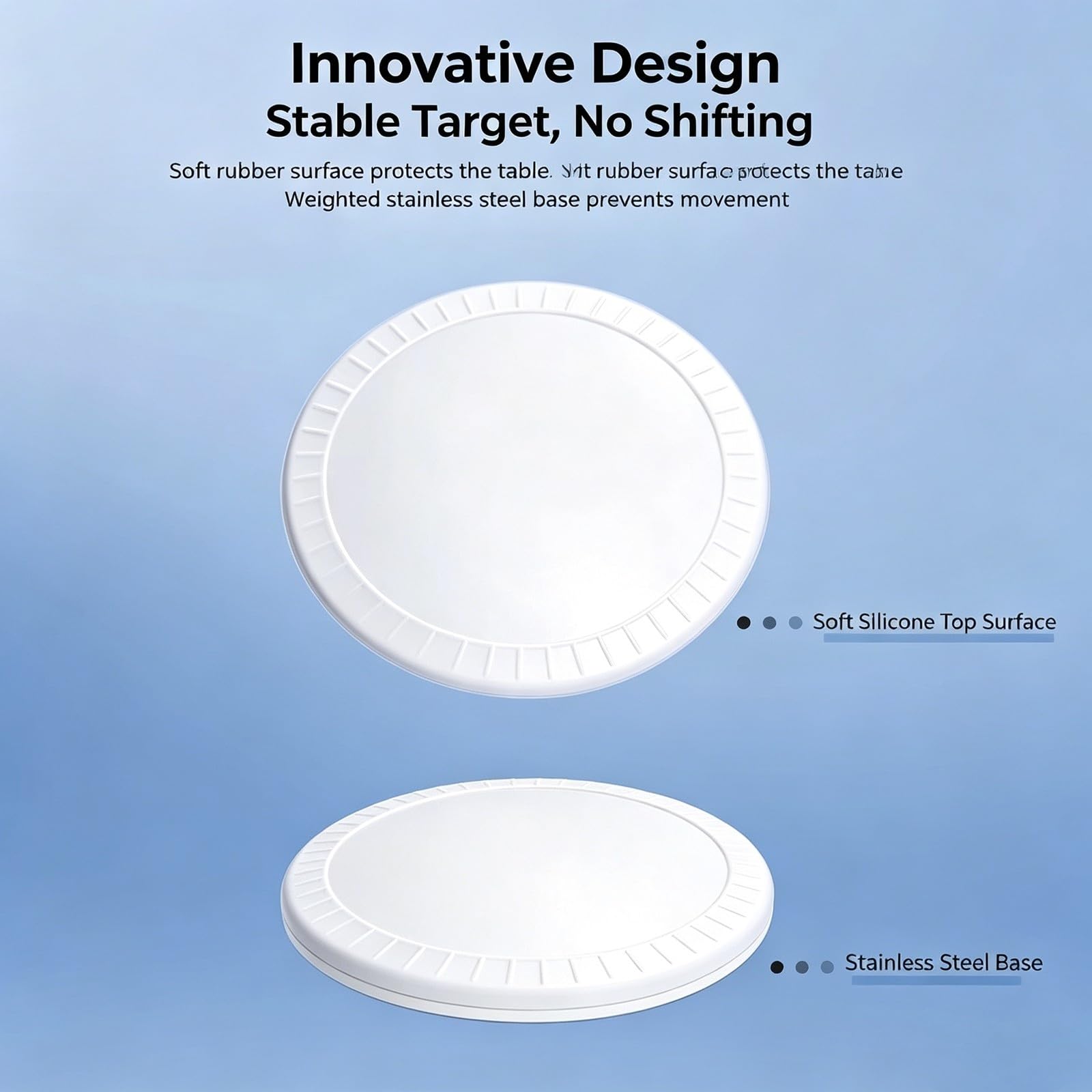 Dispositivo per l'allenamento ping pong, diametro 10cm, base acciaio inox