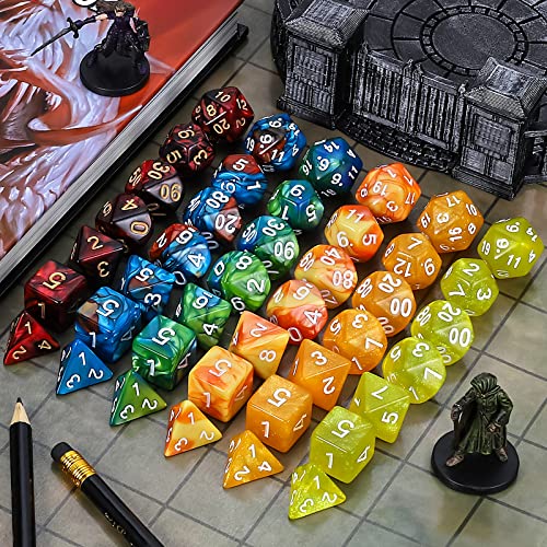 Qmay Dnd Dice Se -25X7 (175Pcs) Polyhedral Dice Compatible With Dungeons And Dragons D&D Rpg Mtg Table Games.25 Sets Of 7 Dice And A Dice Bag #TOP4