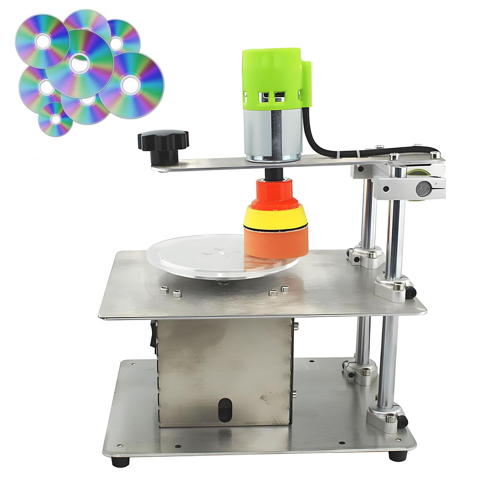 ExoticaBlend Disc Polishing Machine, 200W Electric Device for Scratch Repair, Adjustable Speed, Stainless Steel Body for Disc Grinding & Data Recovery