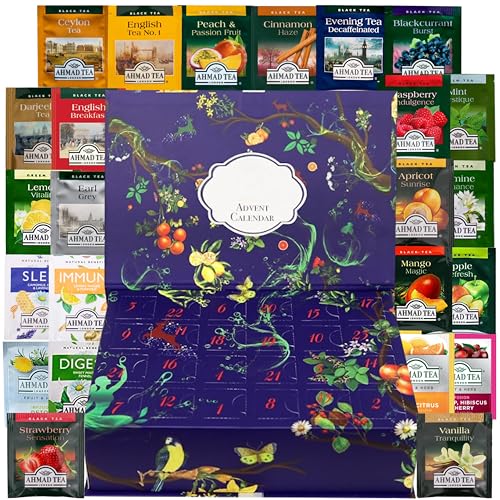 Ahmad Tea Advent Calendar Box, Tea Bags Sampler, Variety Pack Gif...