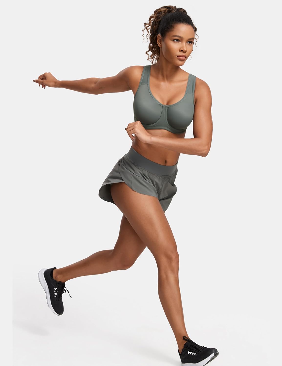 SYROKAN Women's Max Control Underwire Sports Bra High Impact Plus Size with Adjustable Straps Unlined Bra - Image 5