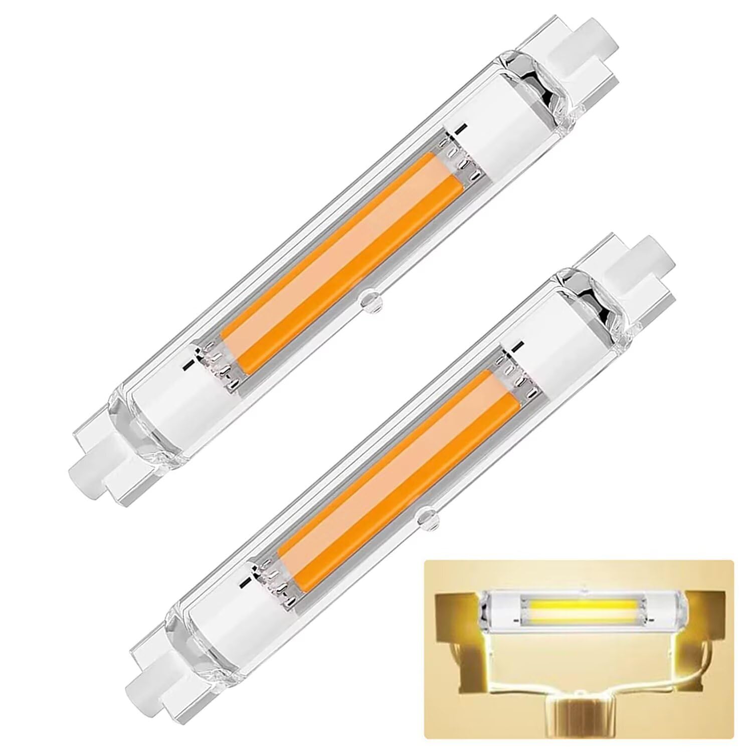 Dvnoua R7S Bulb 118mm LED Dimmable, 30W R7S LED Bulb 118mm Equivalent J118mm 300W Halogen Light Bulbs, Natural White 4000K 3000LM, Flicker-Free, 360° Light Angle, Energy Saving R7s Floodlight, 2 Pack