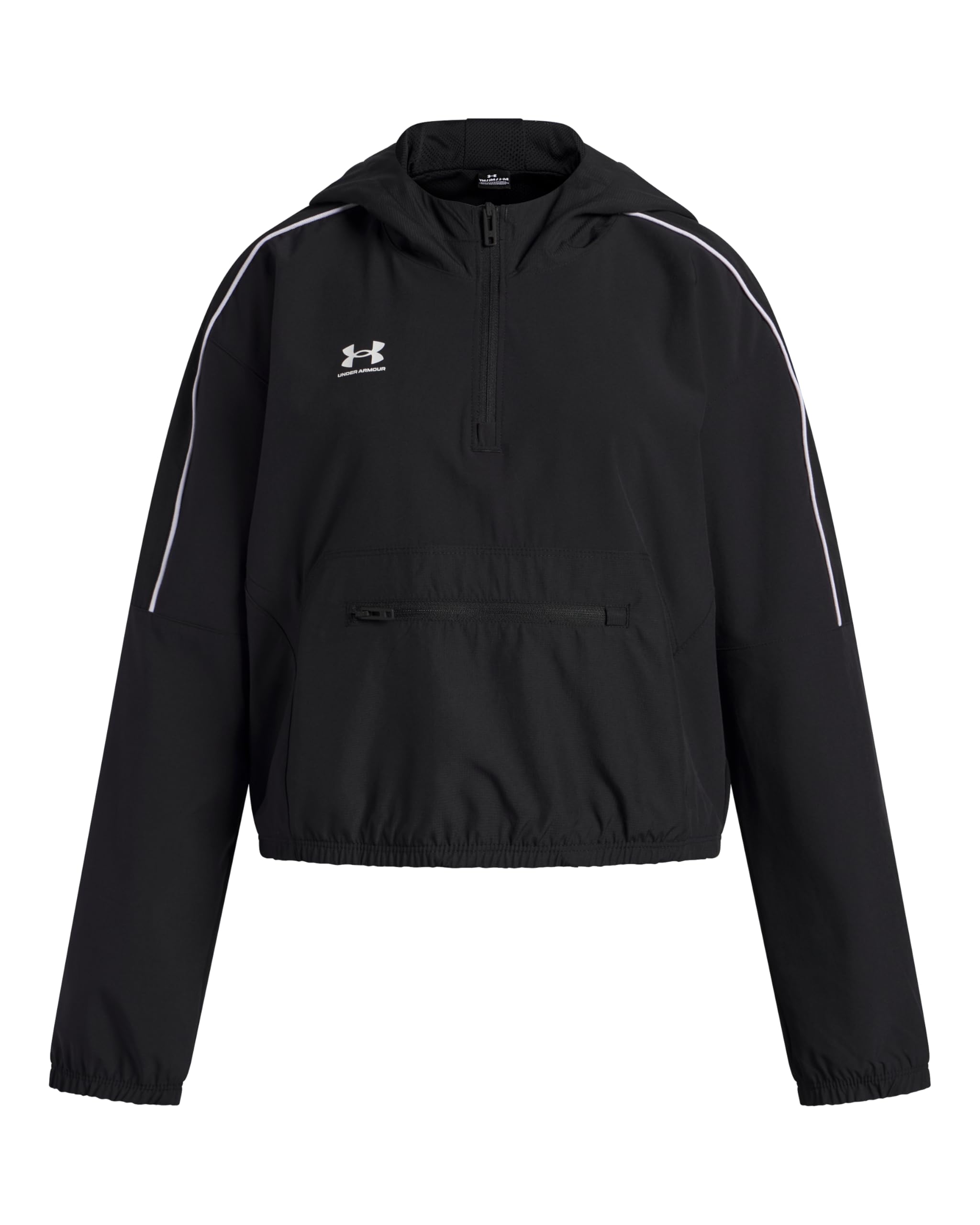 Under Armour Girls' Challenger Anorak, Water-Repellent Raincoat for Outdoor Pursuits, Breathable and Comfortable Girls' Jacket with Pockets,Black / / White,YXL
