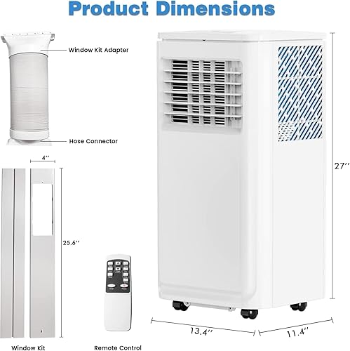 Miniatura 7 de OFIKA Aire acondicionado portátil para interiores de 10000 BTU, unidad de CA portátil para habitaciones de hasta 350 pies cuadrados, aire