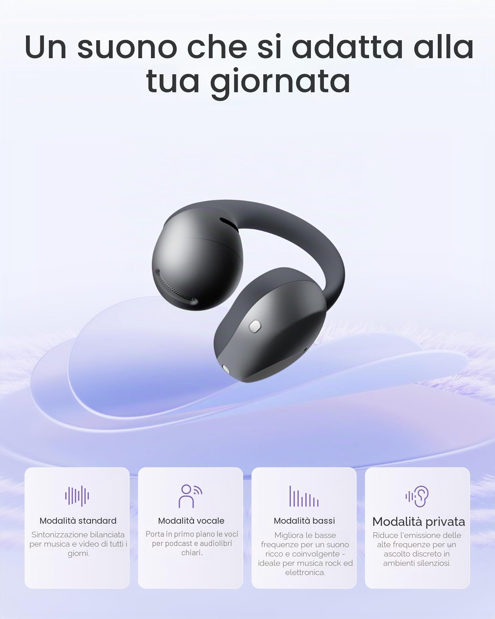 SHOKZ OpenDots Air cuffie open-ear clip-on, ultraleggere 6,3 g - Nero | bassi profondi, vestibilità sicura, 36 h di riproduzione, Bluetooth 6.1, riduzione rumore AI, IP55