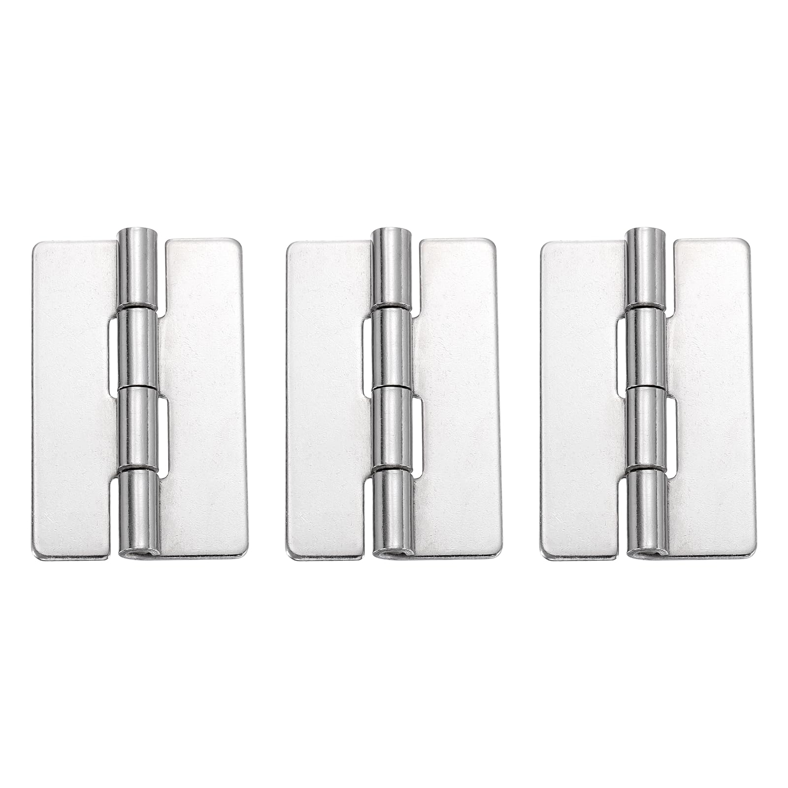 sourcing map 3 Pack Heavy Duty Weldable Hinges, 2" x 1.26" x 0.06" Weld on Butt Hinge 304 Stainless Steel Folding Metal Gate Hinges for Trailer Doors, Silver